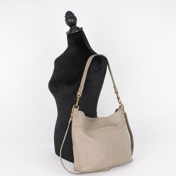 Hobo Pier Pebbled Leather Taupe Convertible Shoulder Bag - Picture 4 of 10